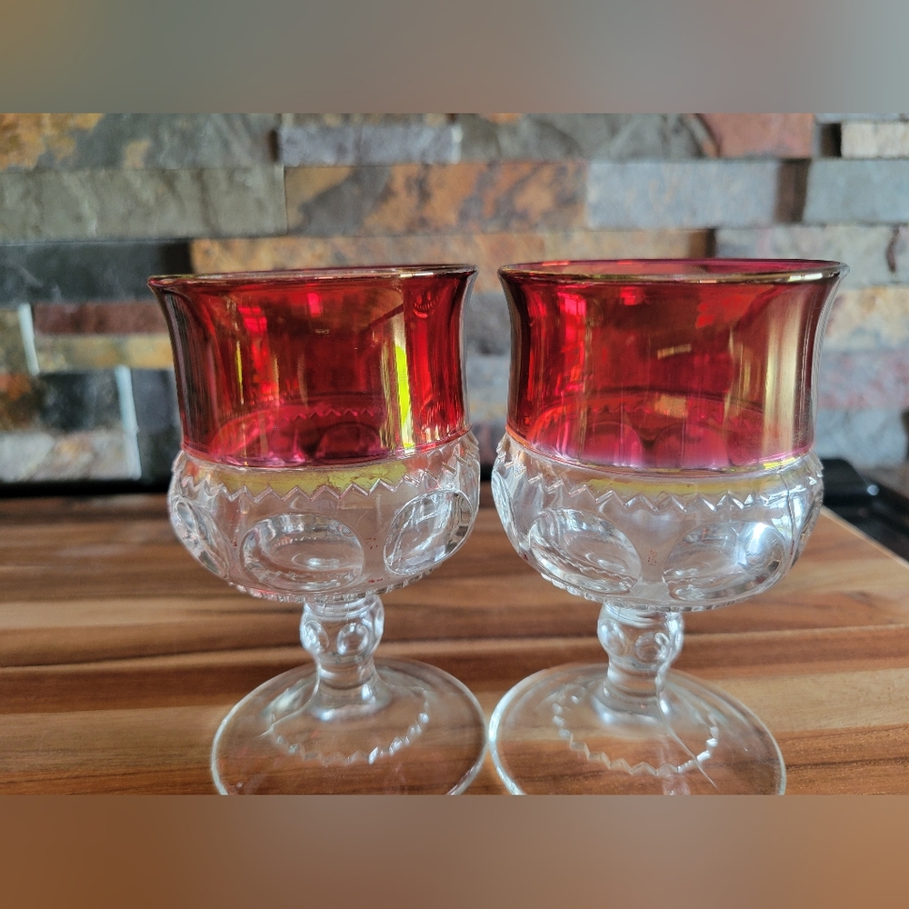 4 piece  Vintage King's Crown Ruby Thumbprint‎ Glass - 4.25" Excellant Condition - Picture 4 of 11